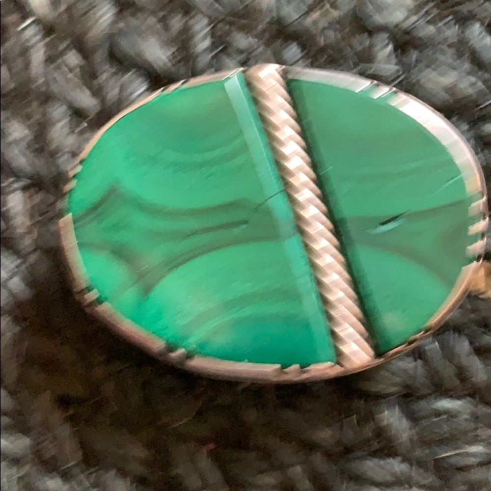 Sterling silver and malachite belt buckle